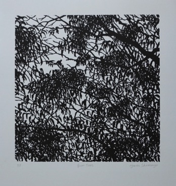 Gum Trees - Linocut - Ed 5 - Image size 30cmx30cm